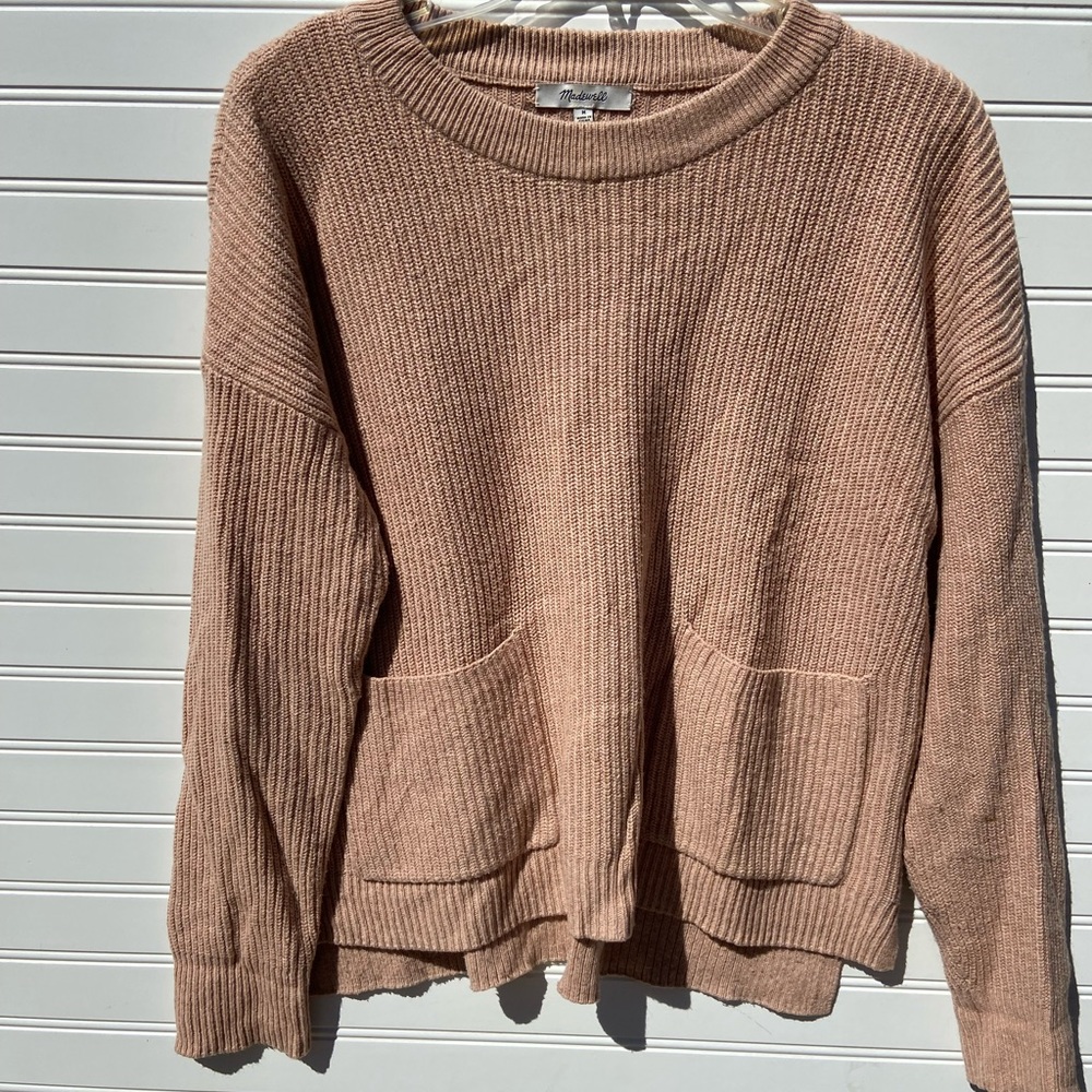 Madewell Neutral Tan Scoop neck Knit Sweater